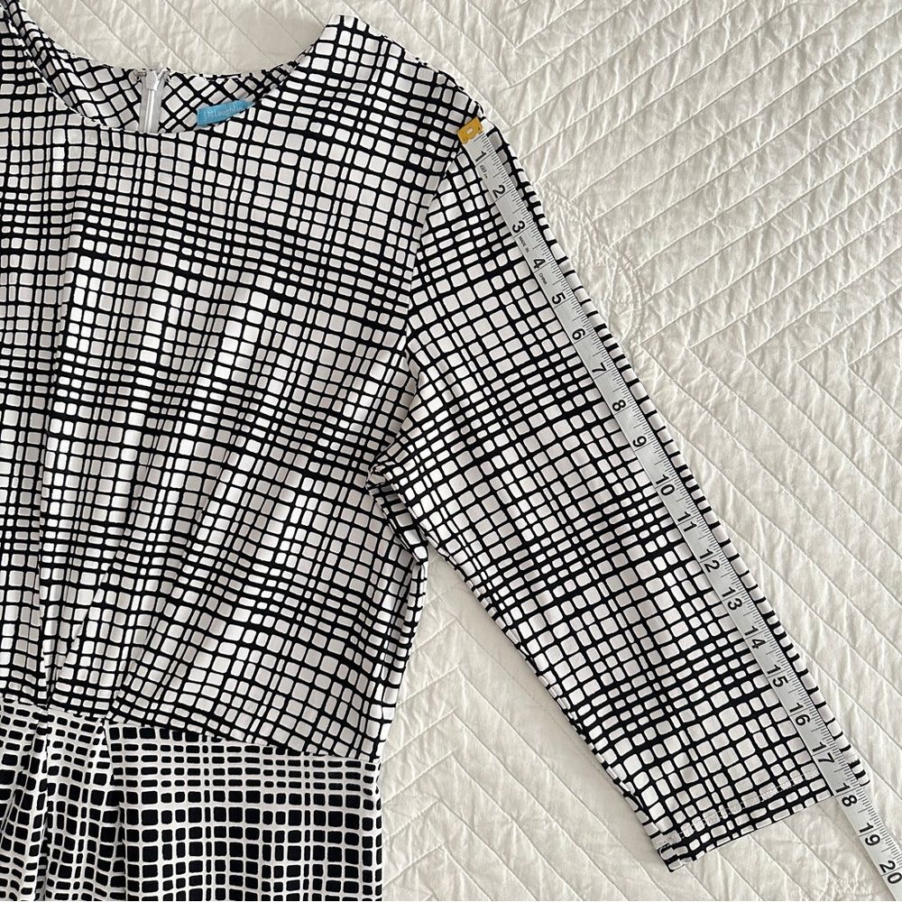 J. McLaughlin Catalina Cloth Mia Dress Black White Mod Matrix Women’s XL - Picture 7 of 10